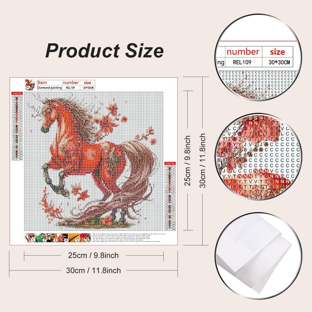 Horse Diamond Painting Kits for Adults, Diamond Art Kits for Beginners, 5D DIY F
