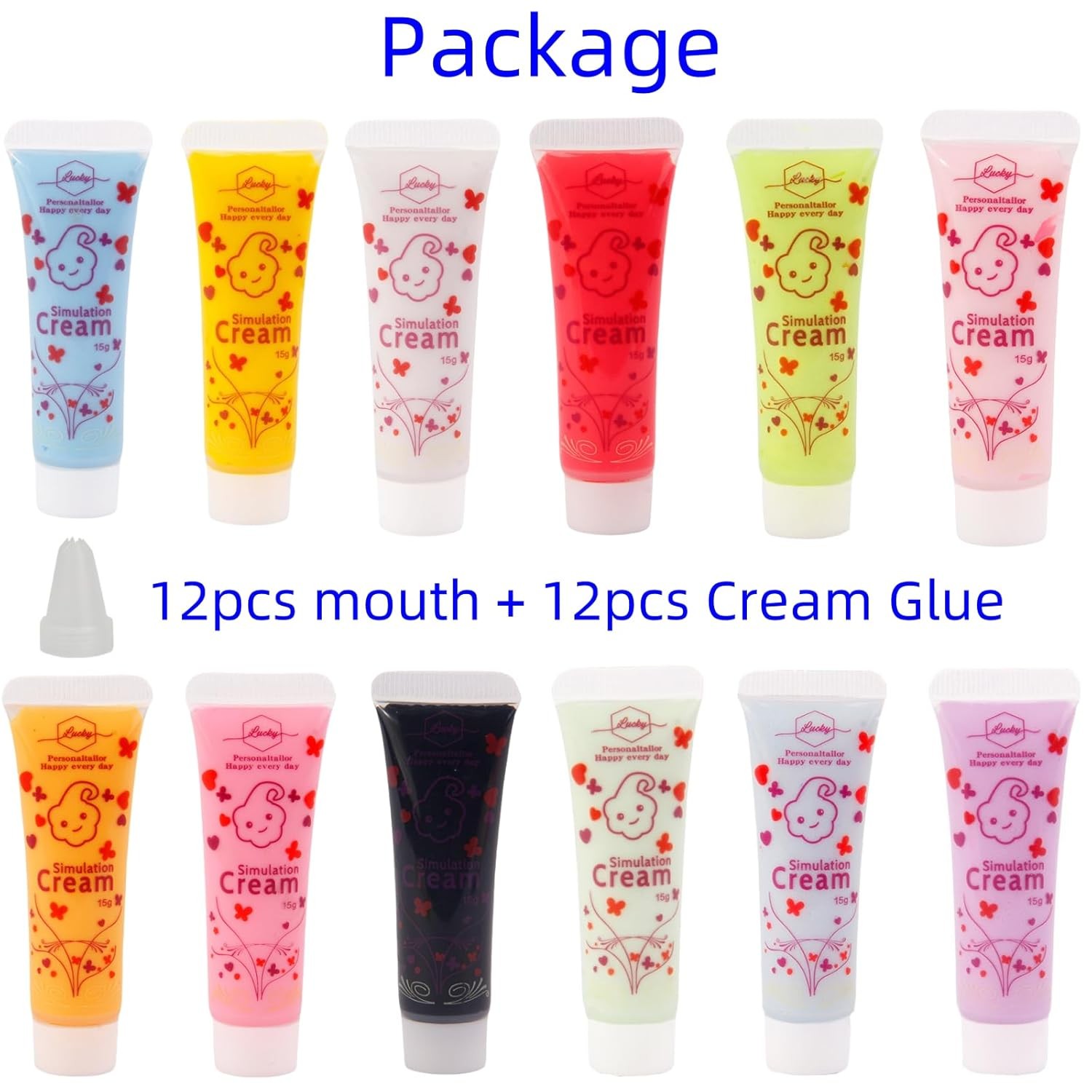 12 Colors (15ml Each) Cream Glue for DIY Crafts, 12 Pcs Decoden Cream DIY Cas…