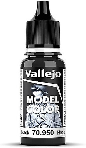 Vallejo Model Color BLACK 17ml – Hobby and Model Acrylic Paint – #70950