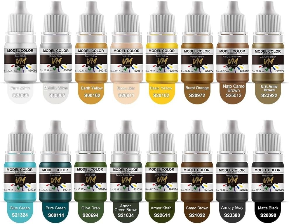 Eco-Friendly Water-Based Pigments Military Model Paint Set – 16 x 5ml Acrylic Co