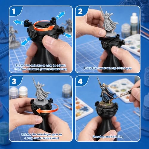 2-Pack Miniature Painting Handle, Rotatable Model Holder for 20-50mm Bases