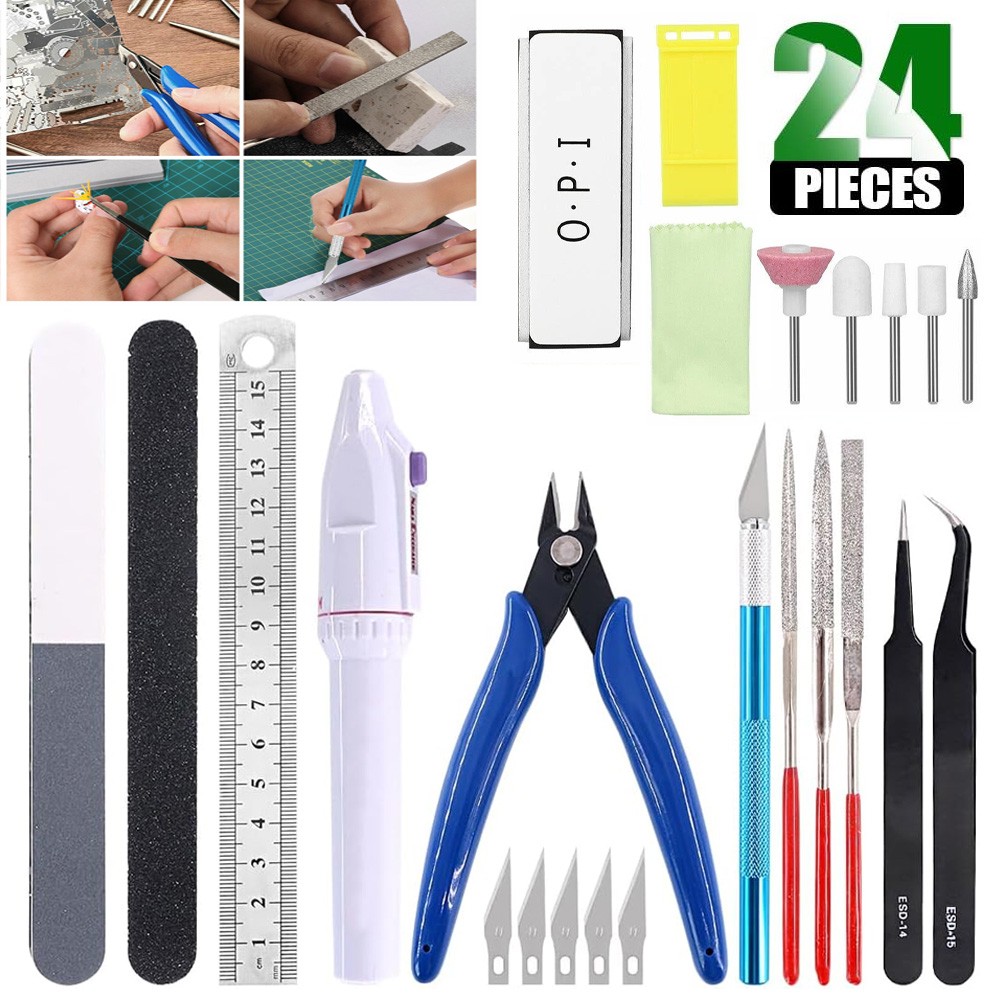 24pcs Basic Modeler Tool Set, Craft Car Model Assembling Building Kit for Gundam