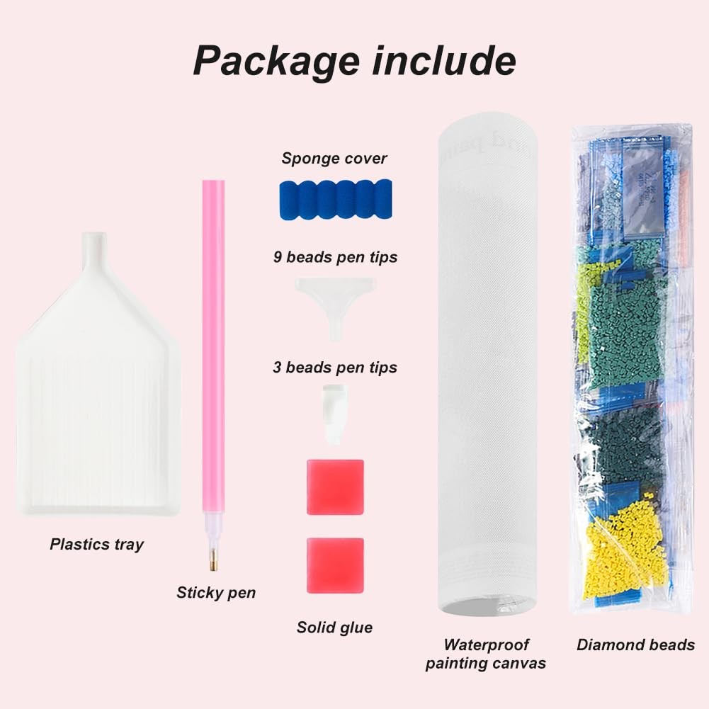 Vintage Suitcase Rose Diamond Painting Kits for Adults, Round Gem Art Kits for B