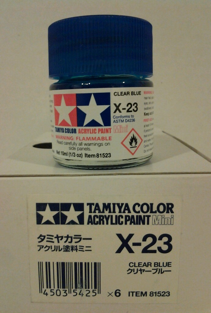 Tamiya acrylic paint X-23 Clear blue 10ml Mini.