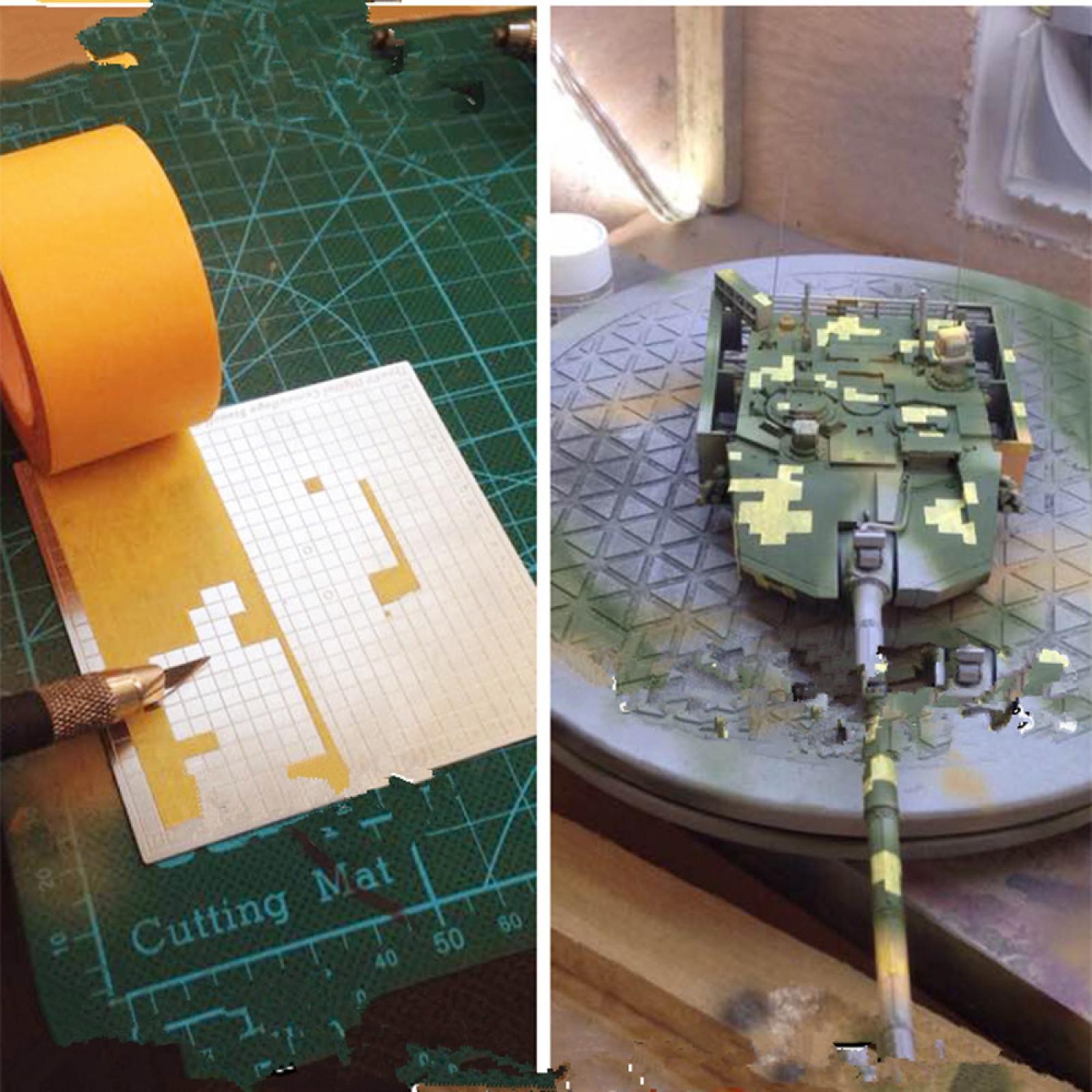 1Pc Digital Camo Camouflage Mark Cut Mat For 1/35 1/100 Military Tank Models
