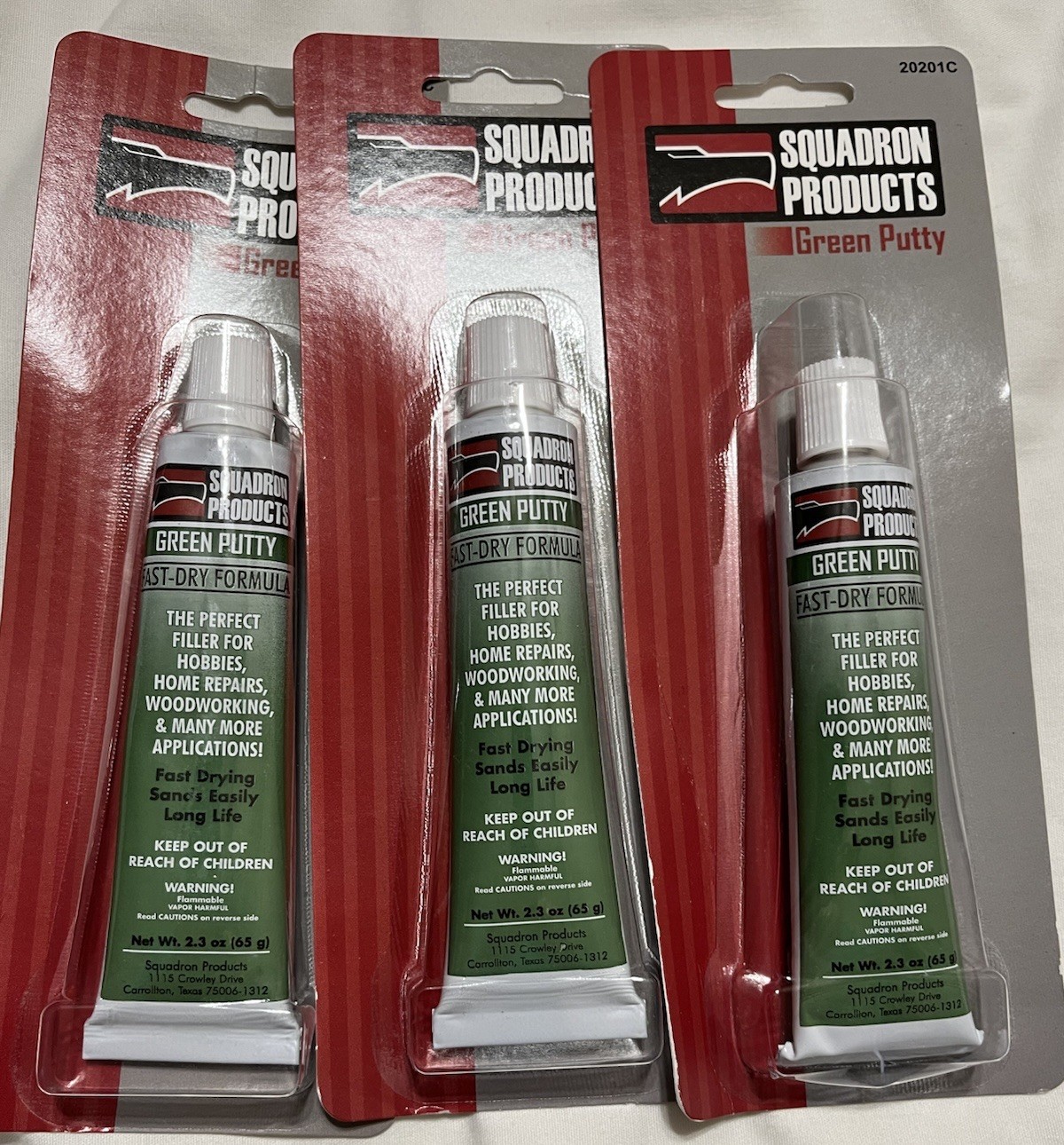 Squadron Products 20201C Green Putty Fast Dry Formula 2.3 oz NEW Lot Of 5