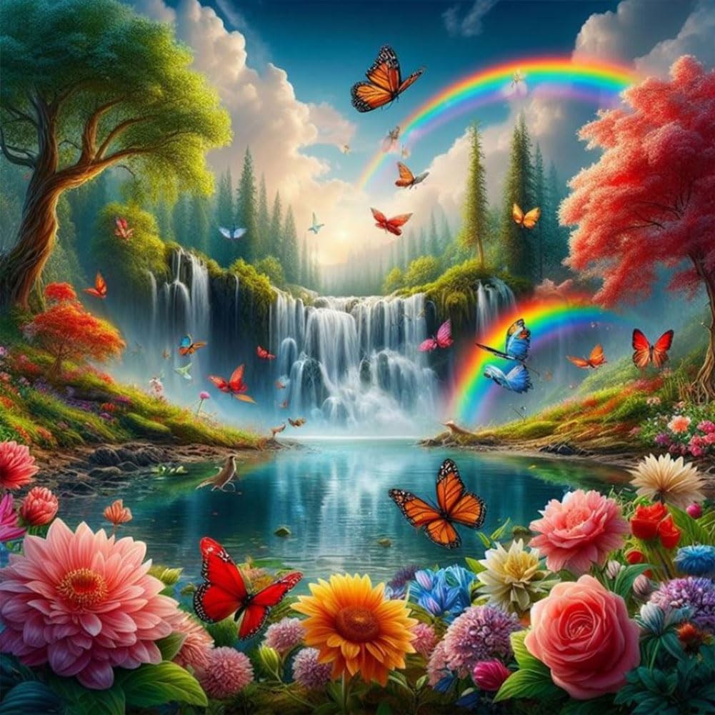 Diamond Painting Kits for Adults, Waterfall Landscape 5D Full Drill Diamond Art,