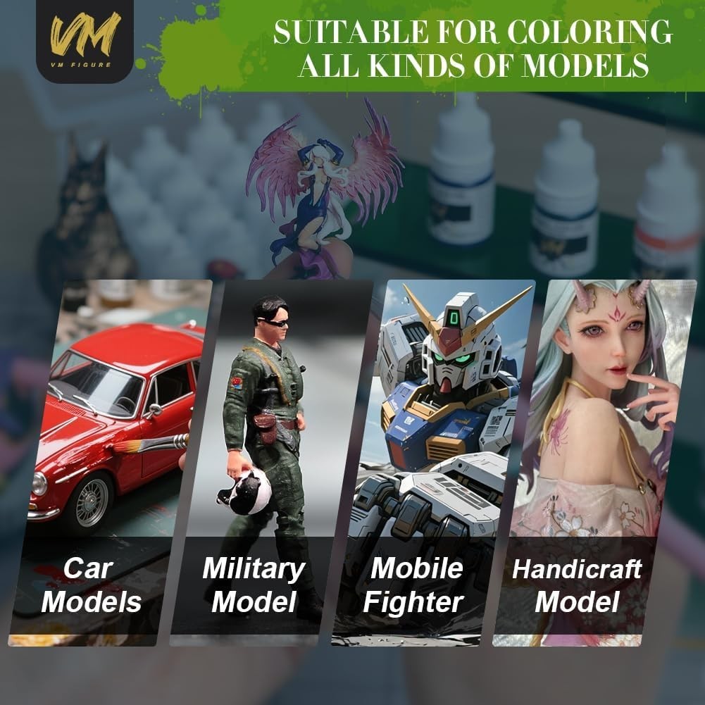 Eco-Friendly Water-Based Pigments Military Model Paint Set – 16 x 5ml Acrylic Co