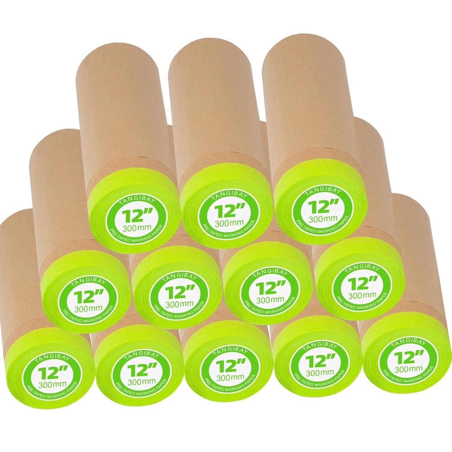 Waterproof Pre-Taped Masking Paper Roll 12in x 50ft – Perfect for Easy Painting