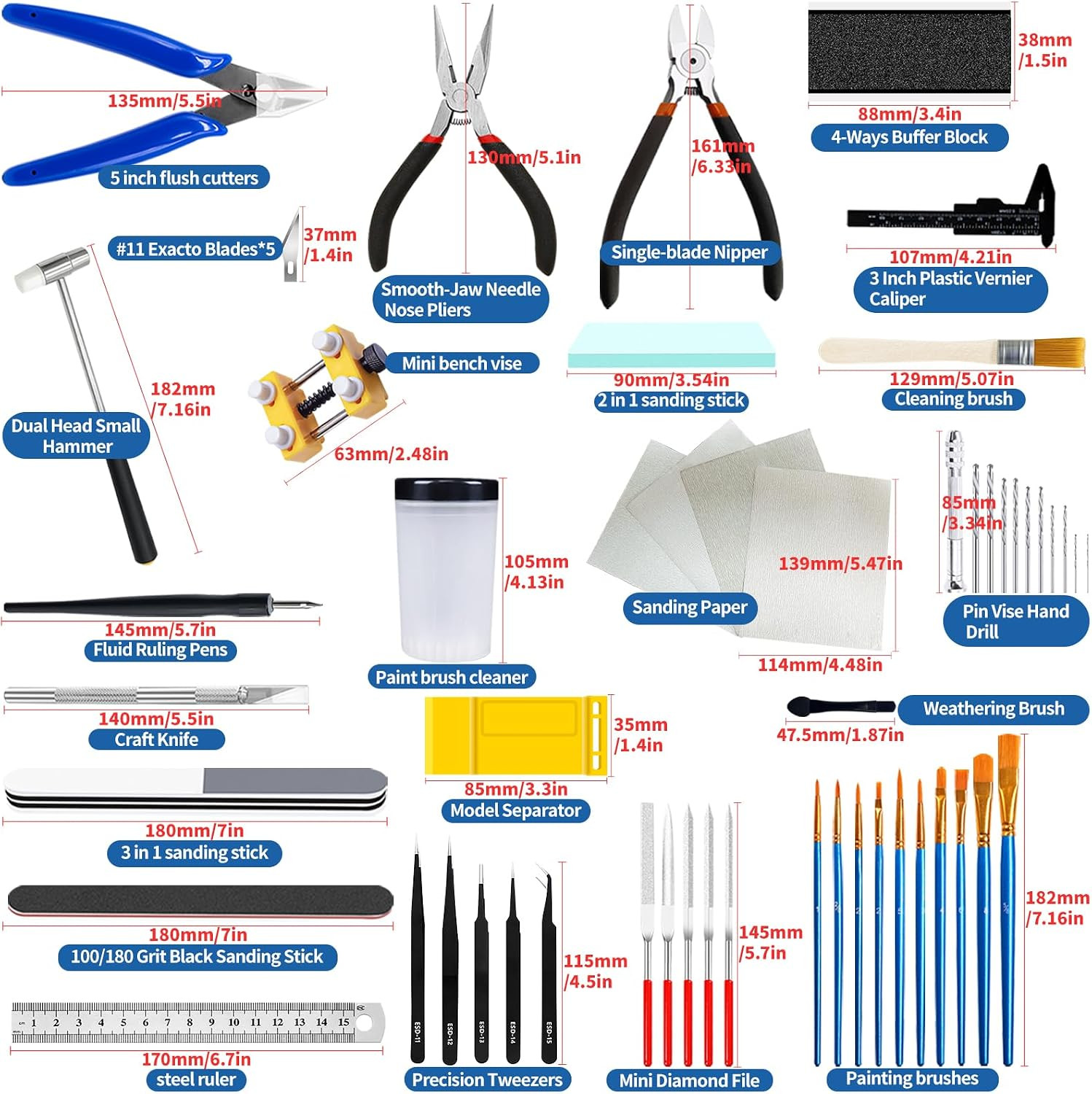 64Pcs Modeler Basic Tools Craft Set Hobby Building Tools Kit Gundam Model Tools