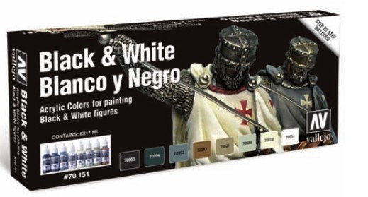 Vallejo Paint 70151 Black & White Model Color Acrylic Paints (Set of 8)