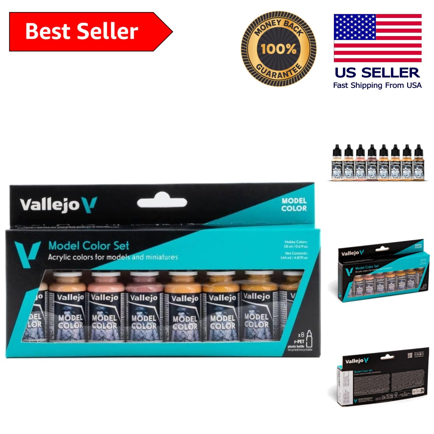 Model Color Face & Skin Tones Set – 8 Vibrant 18ml Acrylic Paint Bottles