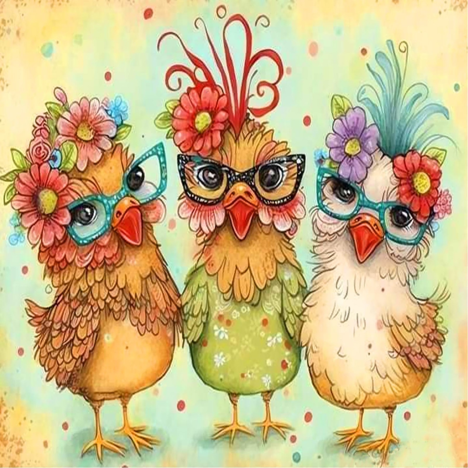 Chicken Diamond Painting Kits for Adults,DIY Chickens Diamond Art Kits for Begin