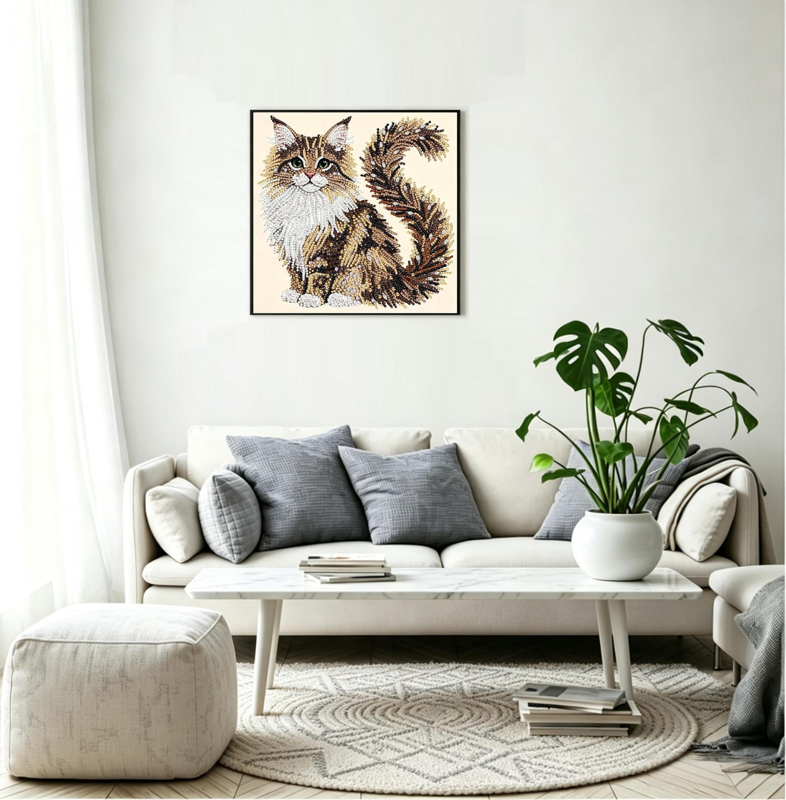 Cat Diamond Painting Kit for Adults,5D Animal Special Shaped Diamond Art Kits fo
