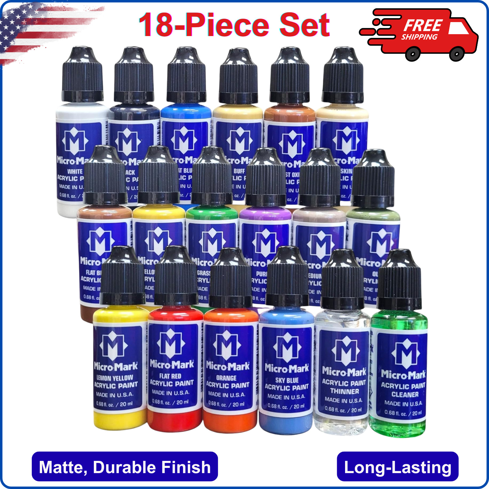 Micro-Mark Basic Color Model Paint Set – Versatile Paint Set For Models, Crafts