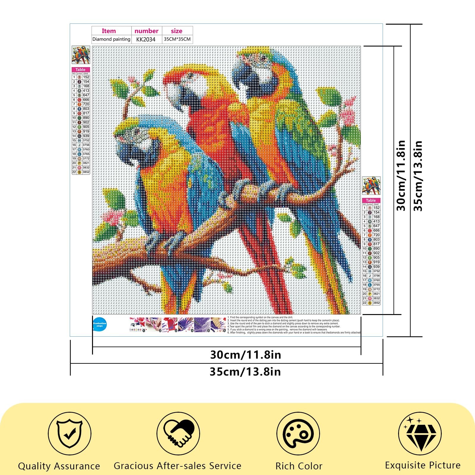 Focart Diamond Painting Kits for Adults Beginners, Full Drill Round Parrot