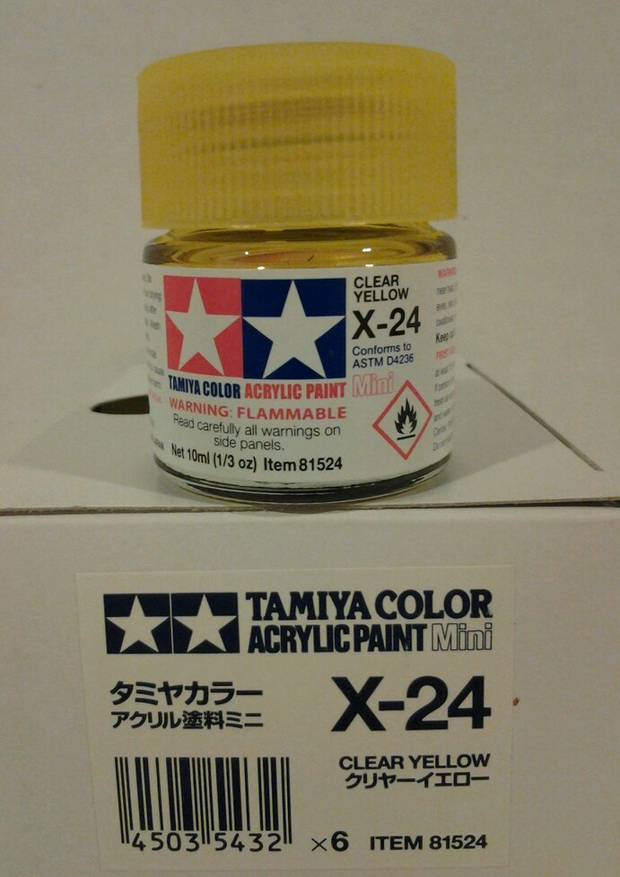 Tamiya acrylic paint X-24 Clear yellow. 10ml Mini.