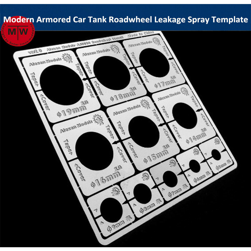 Alexen AJ0050 Modern Armored Car Tank Road Wheel Leakage Spray Stencil Template