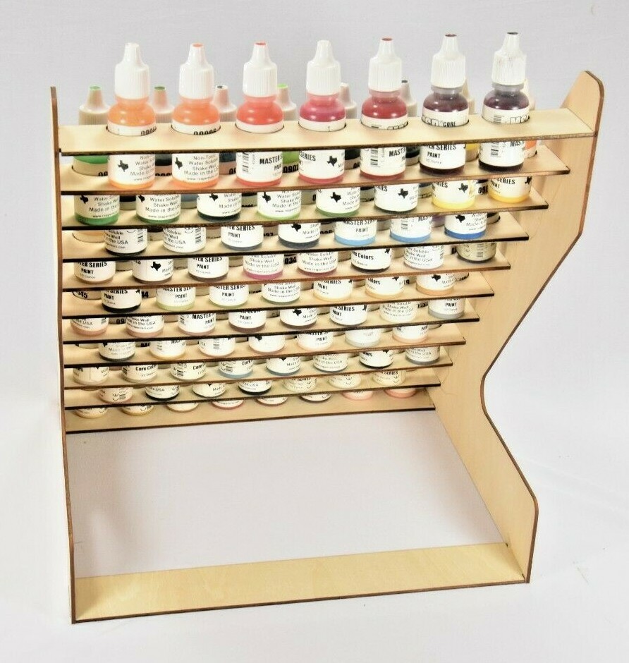 75 BOTTLE PAINT RACK TYPHOON USA HOBBY STORAGE WOODEN ORGANIZER VALLEJO, TESTORS