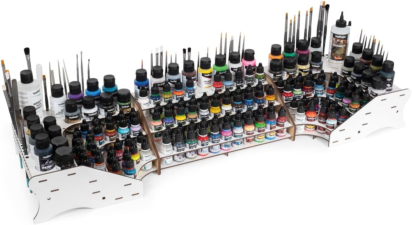 Versatile Front Paint Organizer for Scale Models | 52 Bottles & Brushes Included