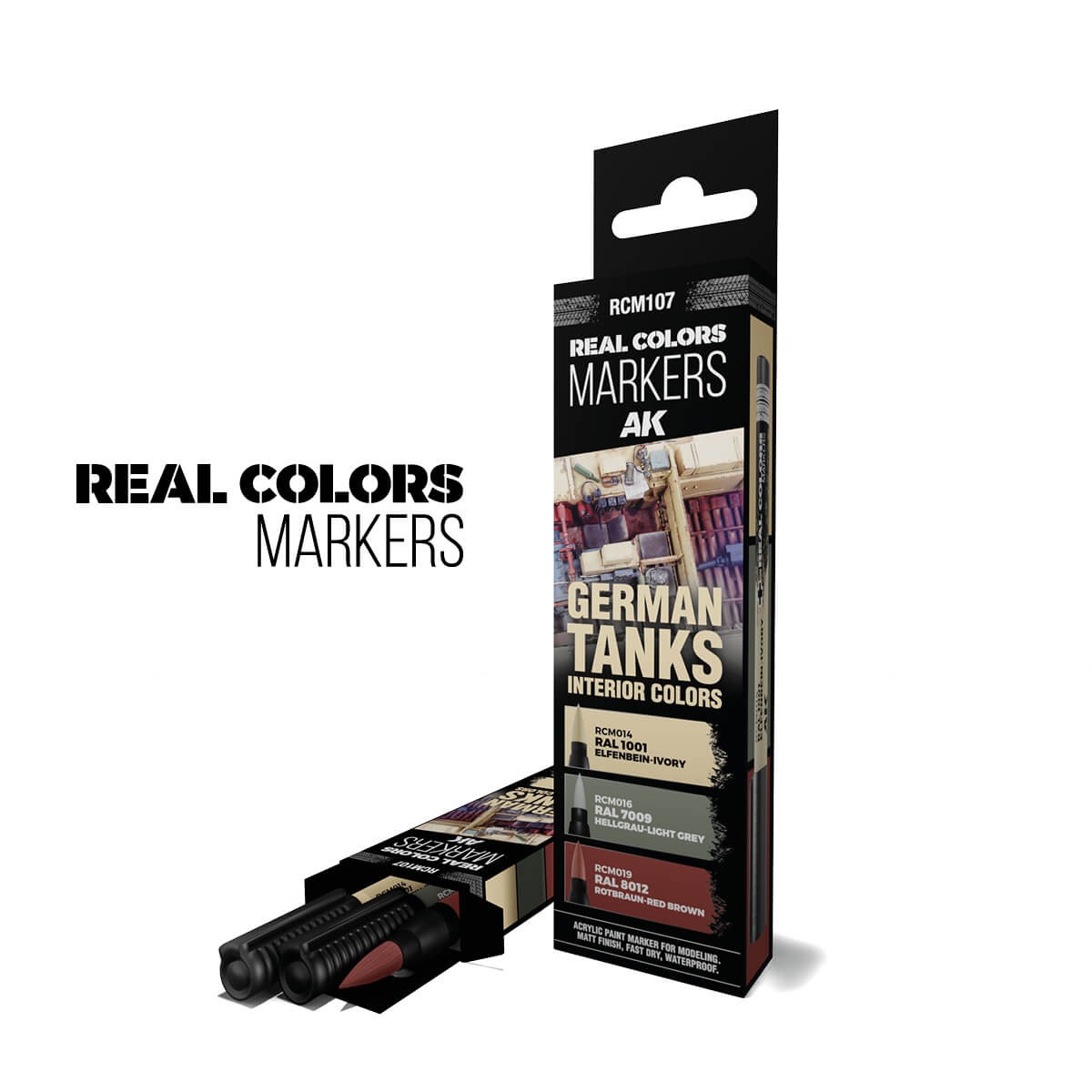 AK Interactive Acrylic Paint Marker Set German Tanks Interior Colors RCM107