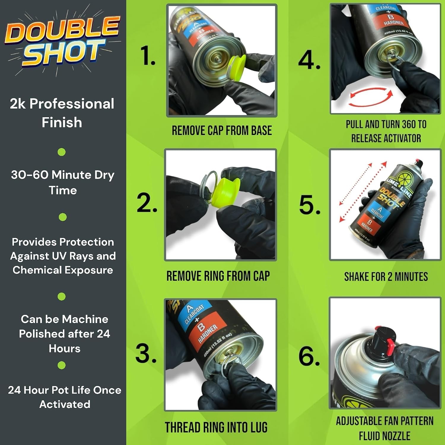 High Gloss 2K Clearcoat Spray/Aerosol Can Automotive 2 Part Professional Fini…