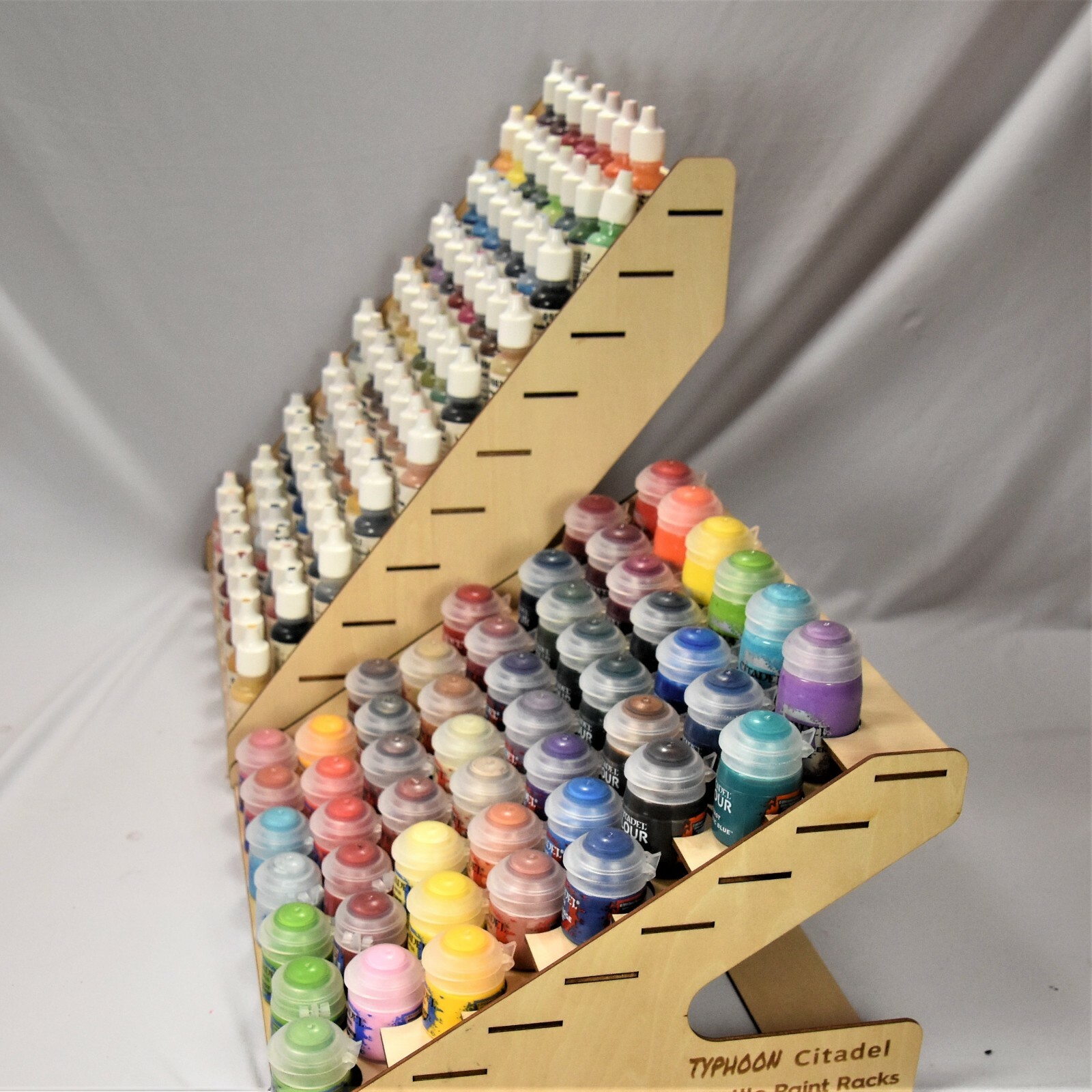 52 BOTTLE CITADEL PAINT RACK USA TYPHOON© HOBBY MINIATURE STORAGE WOODEN