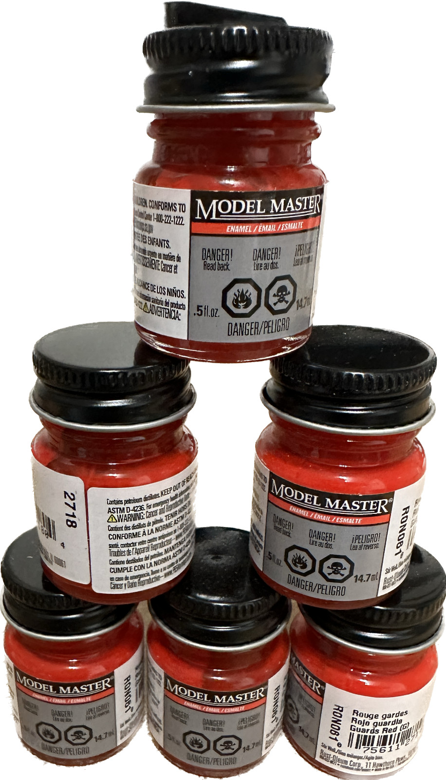 (6 BOTTLES) NEW TESTORS Model Master 0.5 oz paint GUARDS RED Enamel 2718
