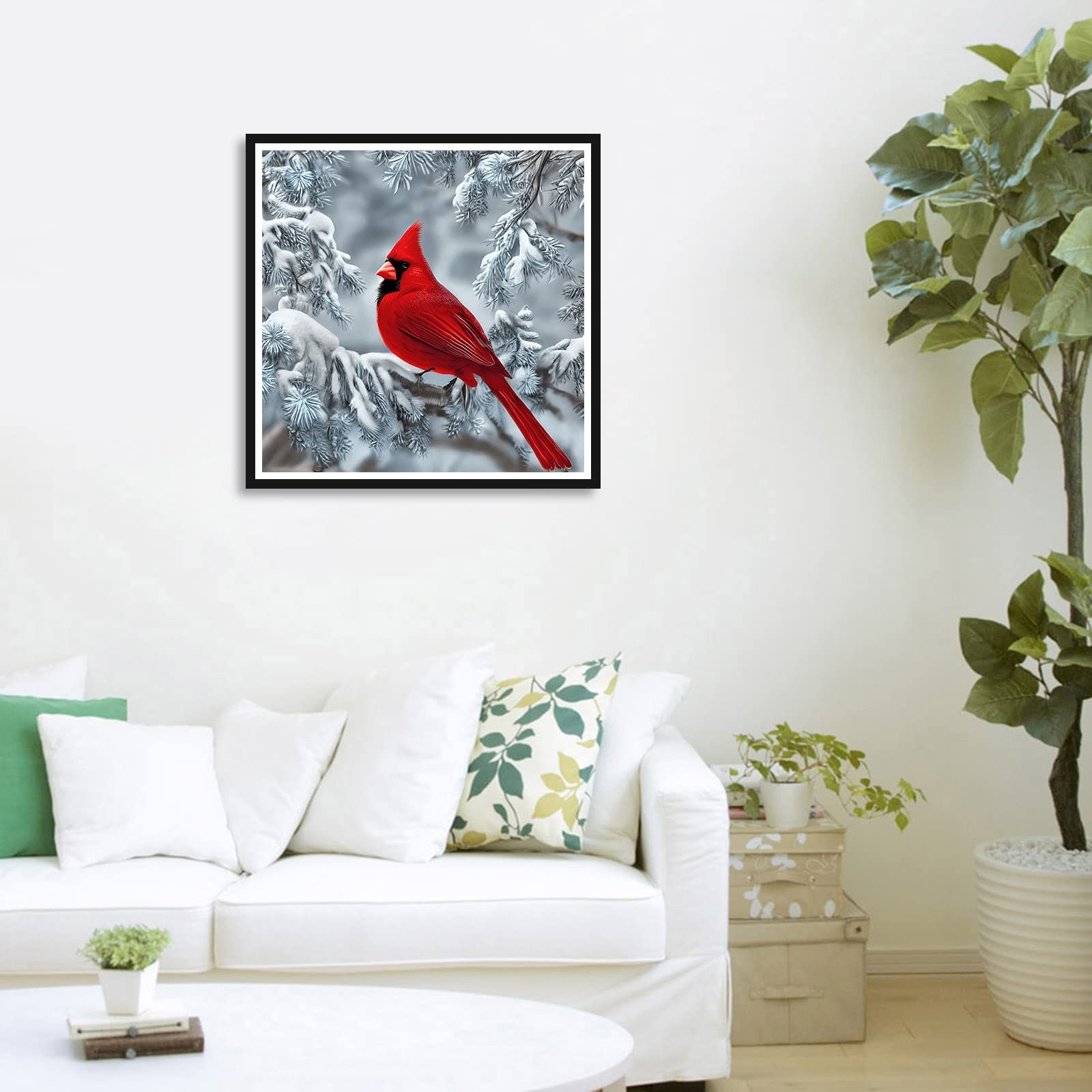 Stalente Diamond Painting Kits for Adults, Cardinal 30cm x 30cm, White, Red