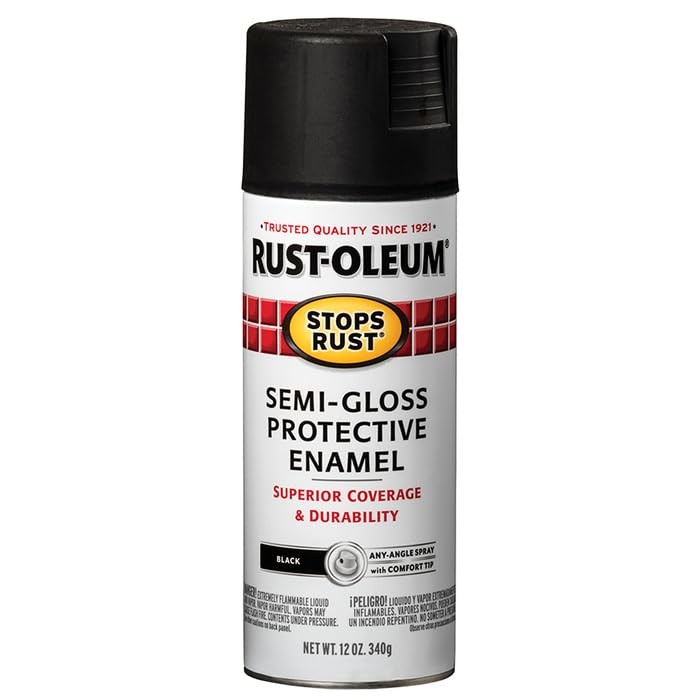 Rust-Oleum 7798830-6PK Stops Rust 12 Ounce (Pack of 6), Semi-Gloss Black