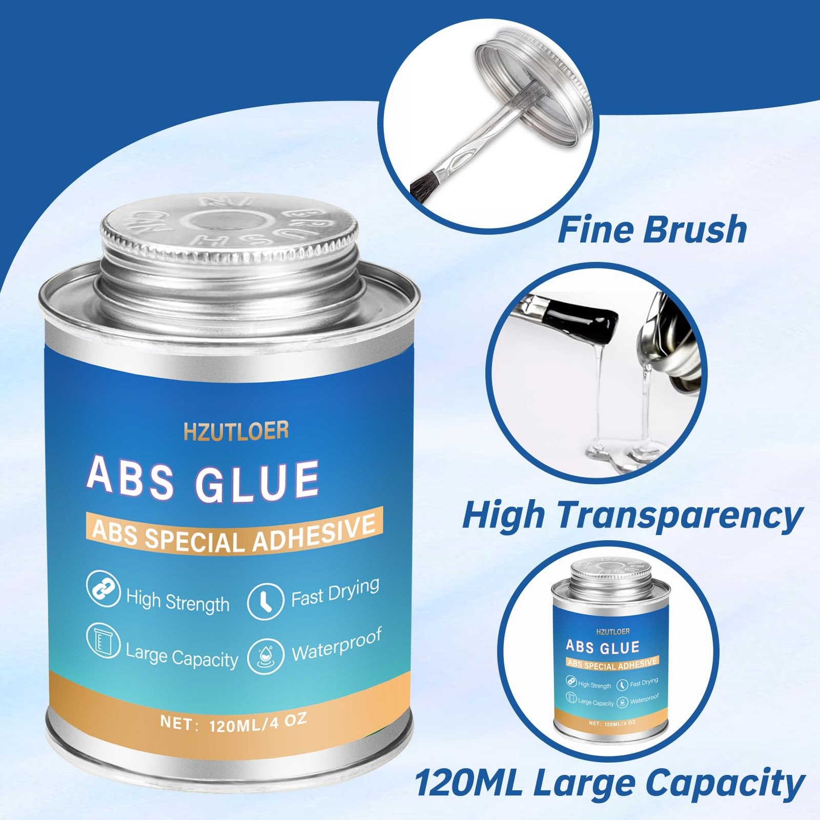 ABS Super Glue 120ML,Clear Strong Adhesive with Built-in Brush,Waterproof Hea…