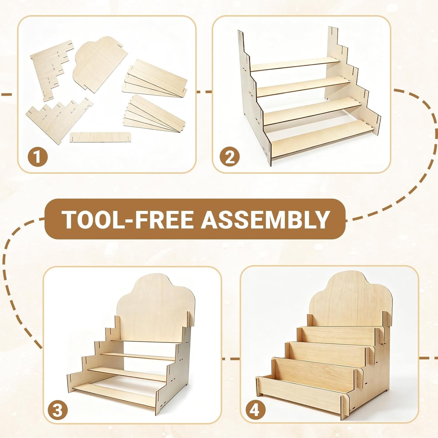 4 – Layer Wooden Paint Bottle Rack Model Organizer Storage Holder