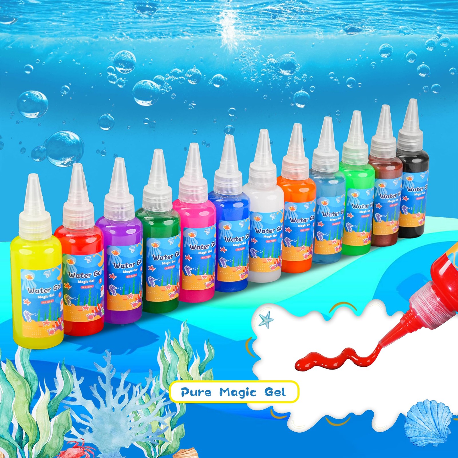 Coniuty Magic Water Elf Toy Powder Refill 6 Packs + 12 Bottles Multicolor