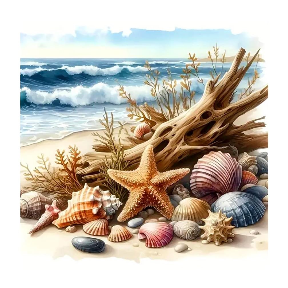 Aicomeon Beach Diamond Art Kits for Adults – 5D Full 12×12 inch, Multicolored