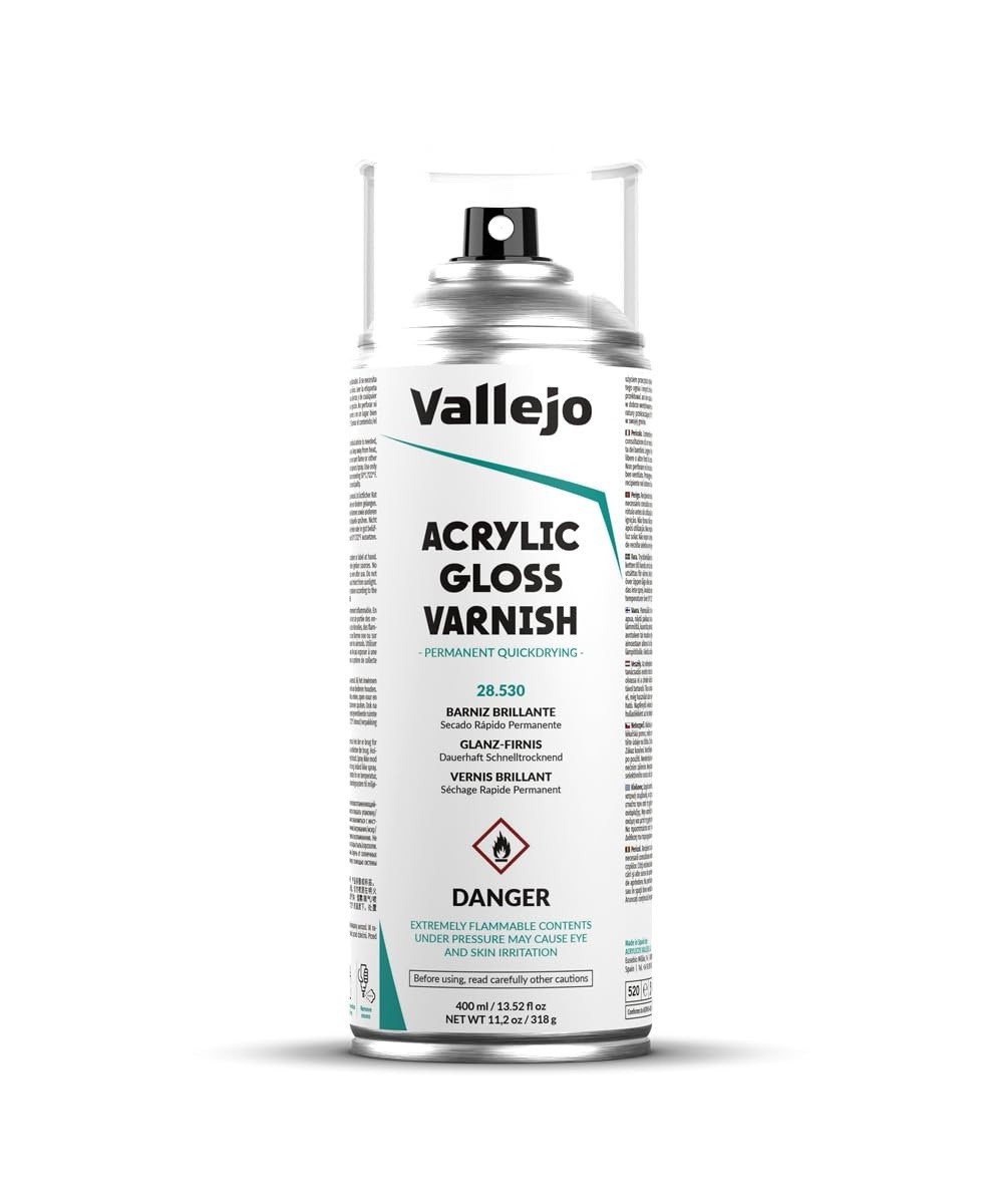 Vallejo Acrylic Gloss Varnish 28.530 400ml Spray for Miniature Painting