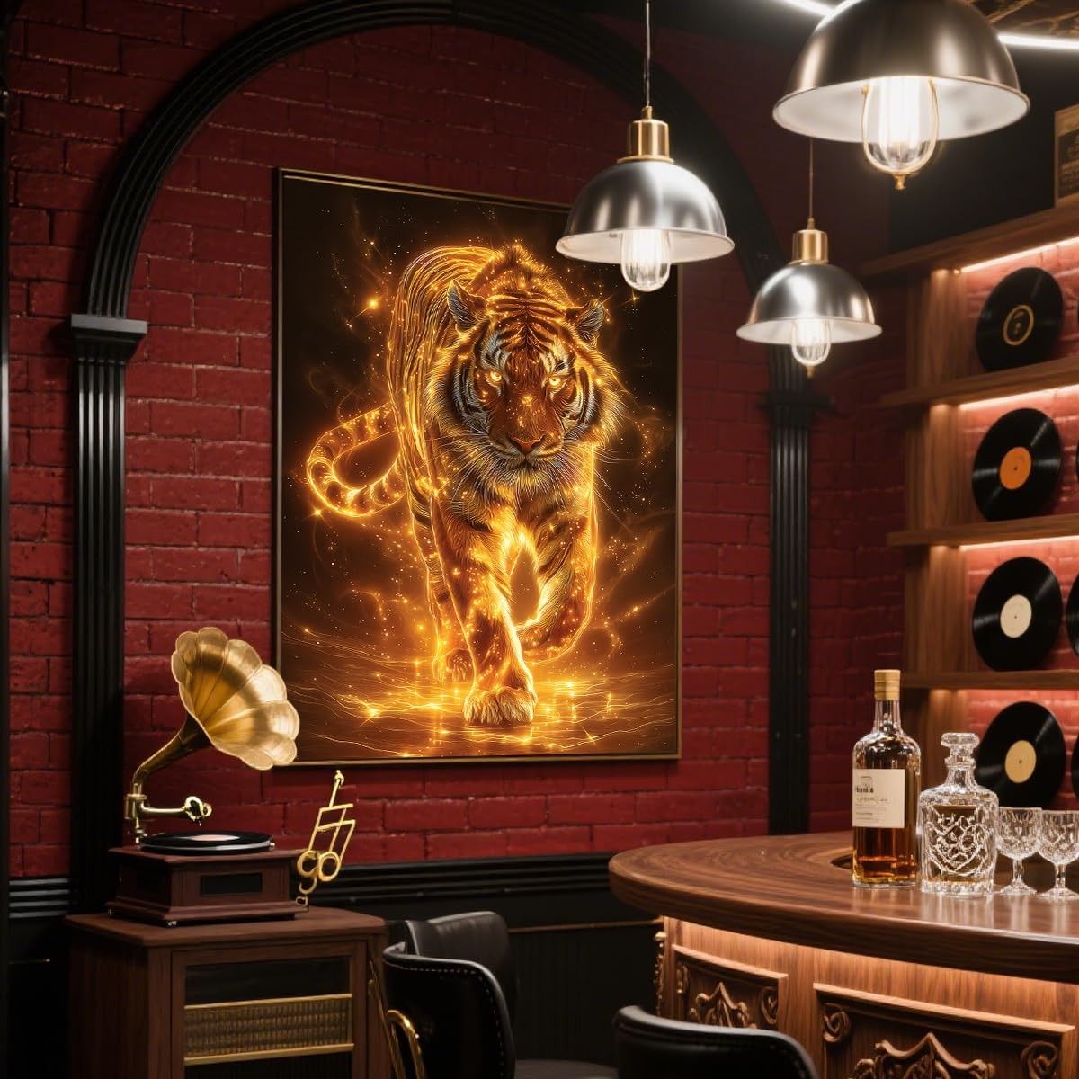 Glowing Tiger Diamond Painting Kits for Adults, 12×16 Inch 5D DIY Full Round