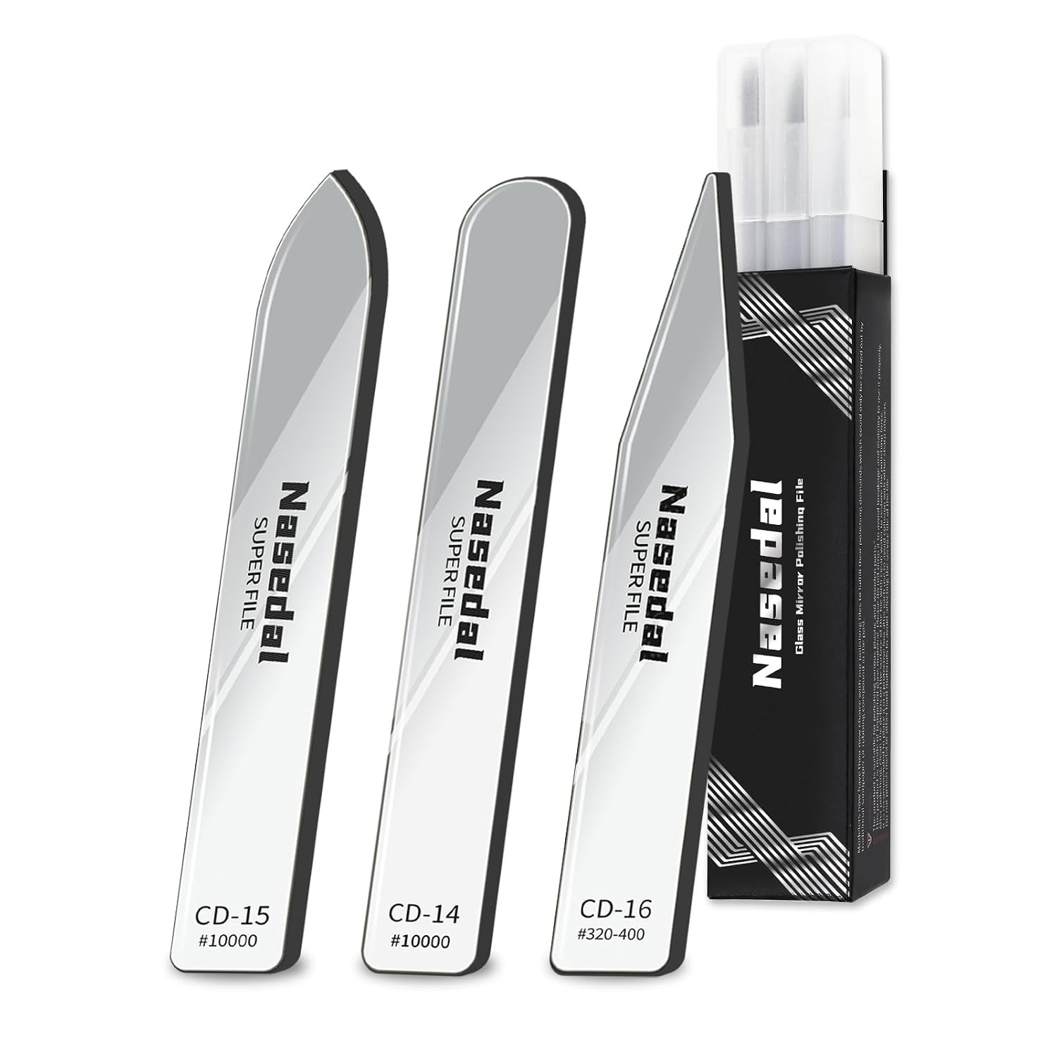 3Pcs Hobby Model Glass File Kit for Gunpla & Scale Models, #320-400 / #10000 Gri