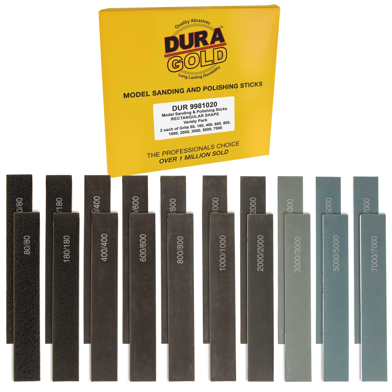 20 Pack Model Sanding and Polishing Sticks 5″ Rectangular Shape Variety of Grits