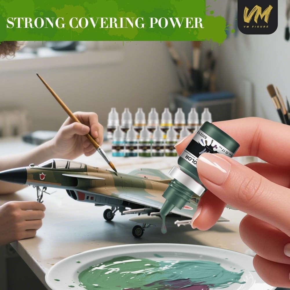 Eco-Friendly Water-Based Pigments Military Model Paint Set – 16 x 5ml Acrylic Co