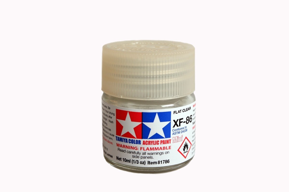 Tamiya 81786 XF-86 Flat Clear Acrylic Mini Paint 10ml Small Bottle – US