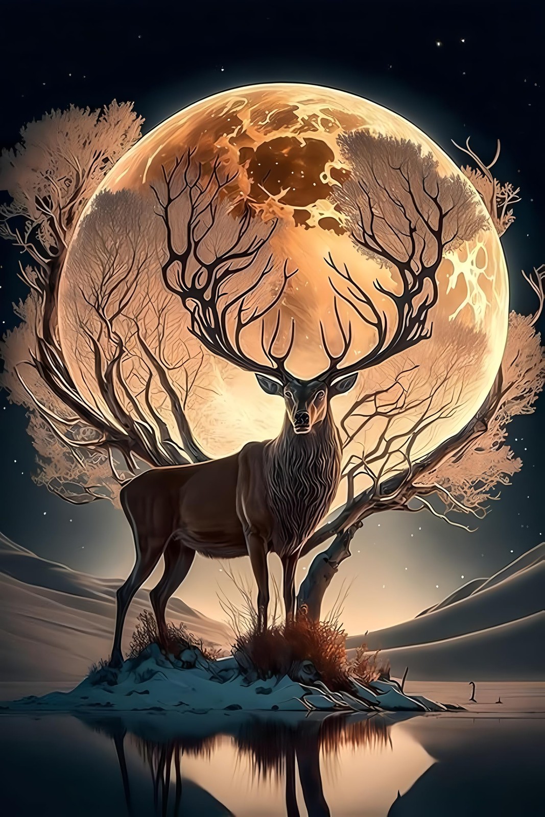 Moon Deer Diamond Painting Kits for Adults, Elk DIY 5D Diamond,Art Kits Full Dri