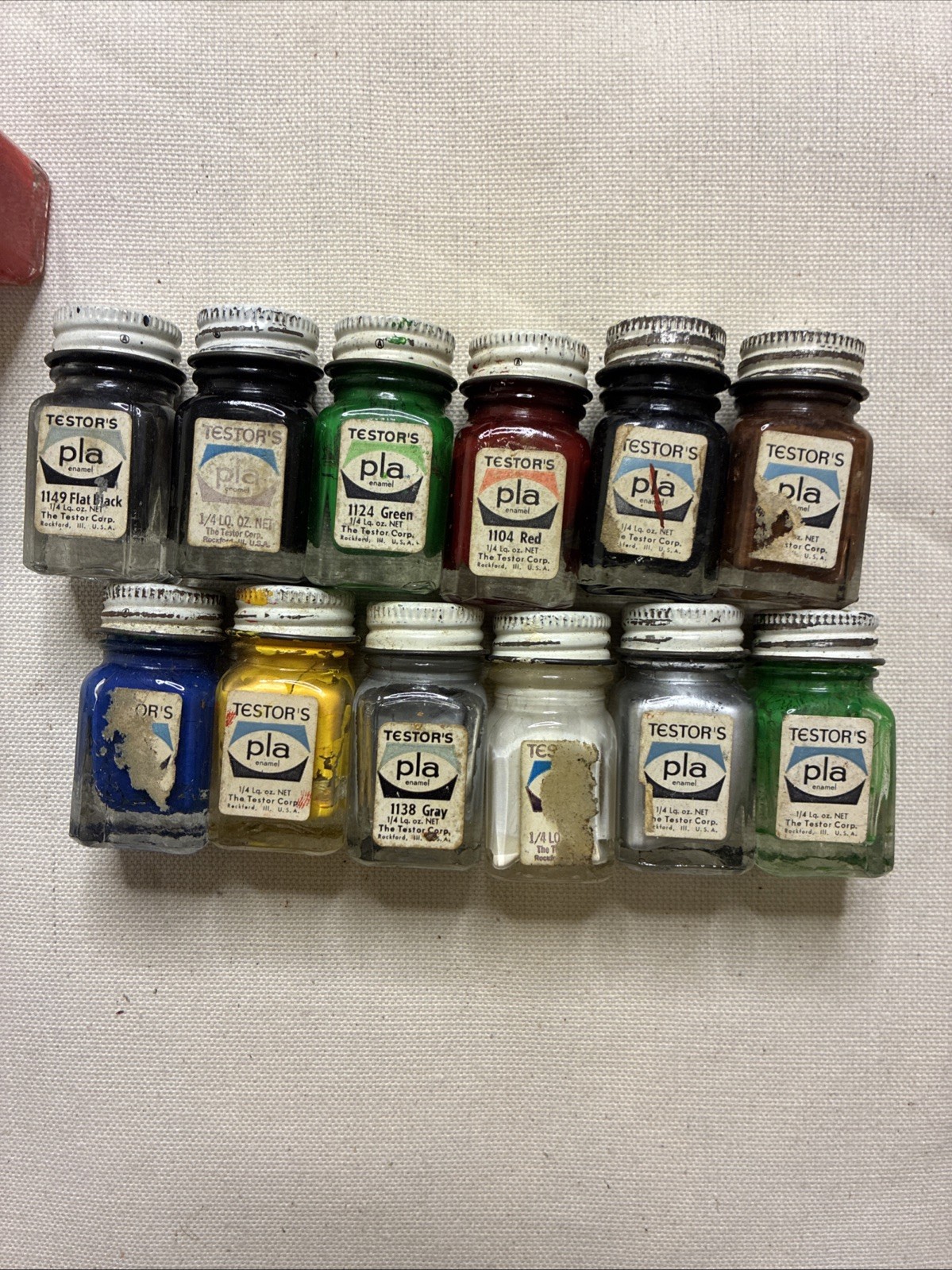 TESTOR’S model kit paints 1966 1967 used PLA bottles “15 cent” jars mixed lot