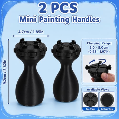 2-Pack Miniature Painting Handle, Rotatable Model Holder for 20-50mm Bases