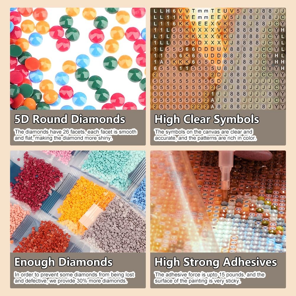 Horse 5D Diamond Painting Kits for Adults – Full Round Drill DIY Diamond Art for