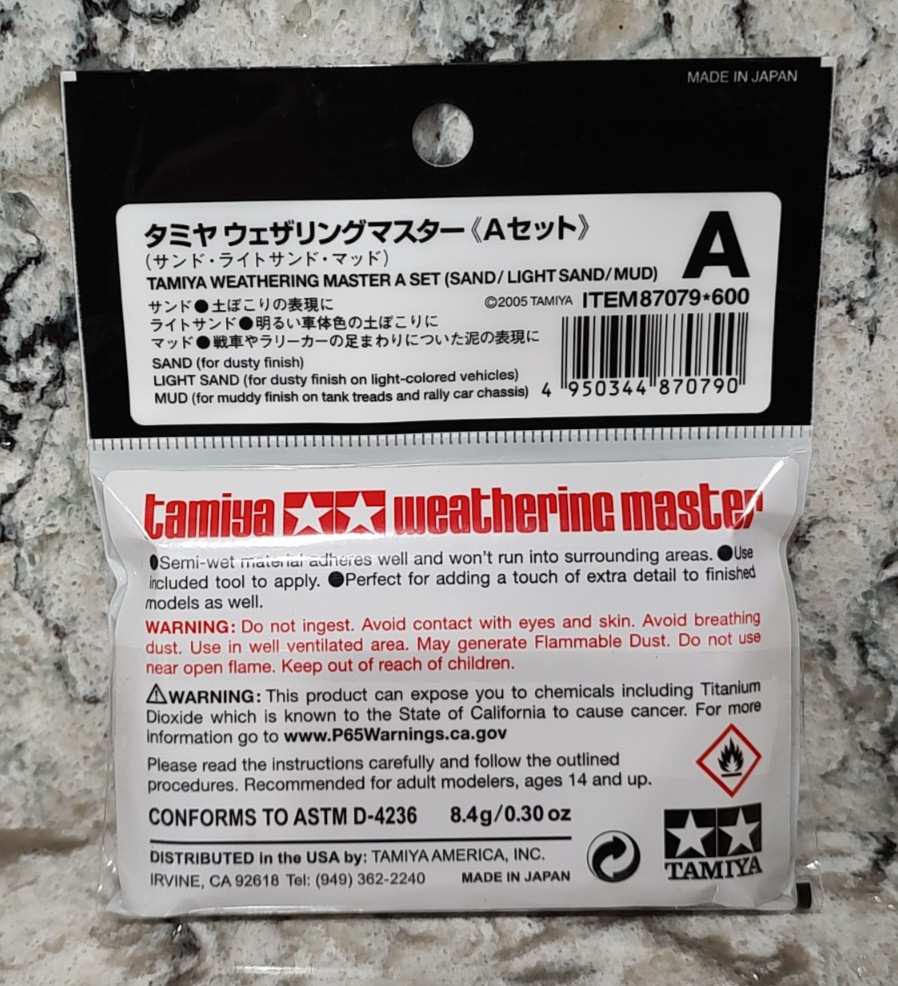 TAMIYA WEATHERING MASTER – SET A – SAND / LIGHT SAND / MUD – MODEL # 87079