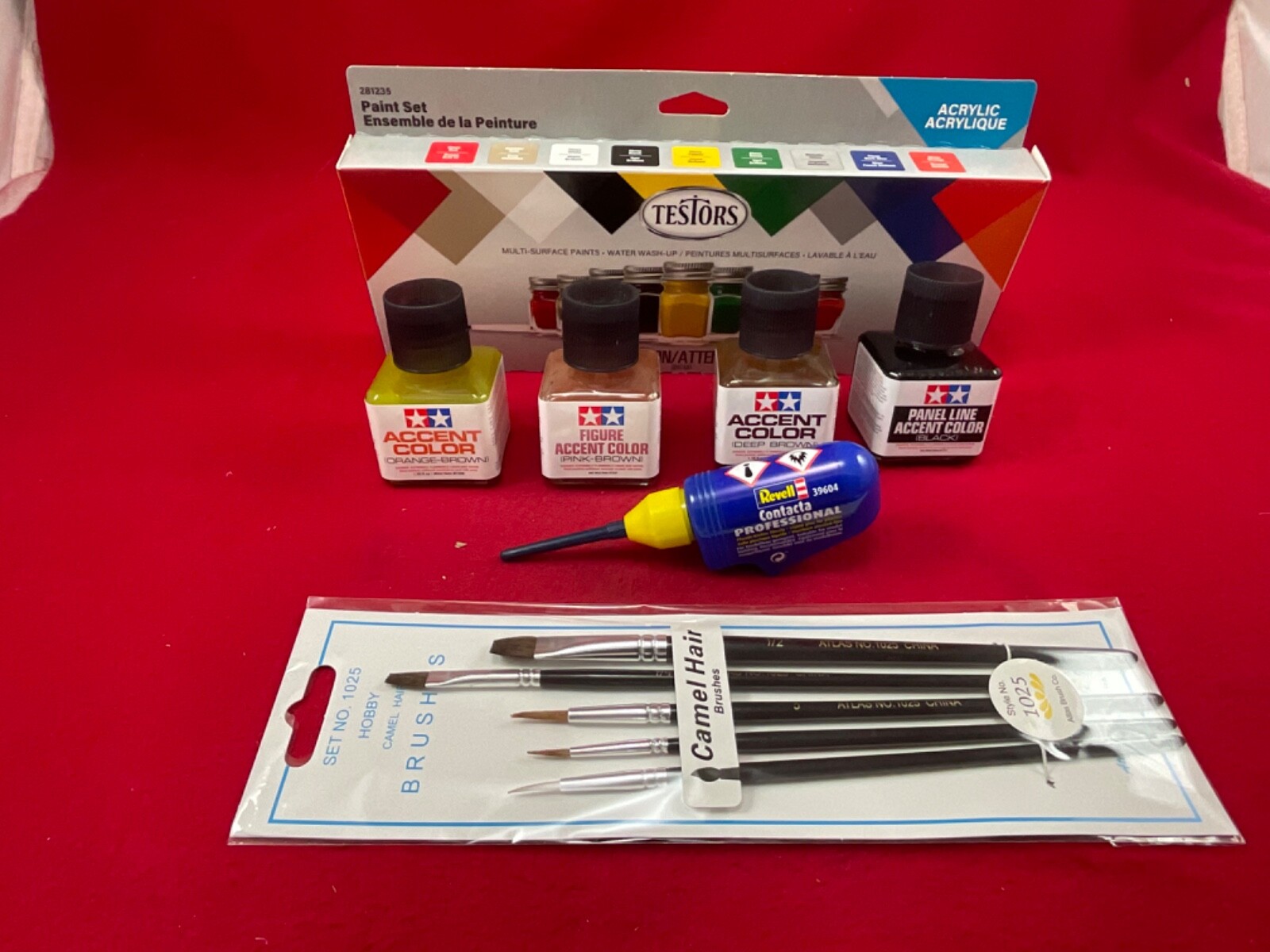 TESTORS TAMIYA MODELING SET Paint REVELL Glue Cement Brushes model car plane F