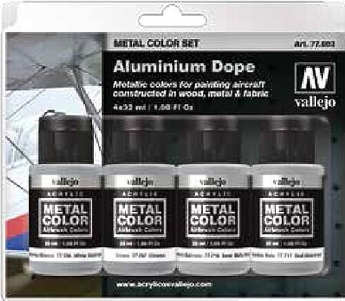 Vallejo Aluminum Aircraft Dope Metal Color Paint Set (4 Colors) – Hobby and