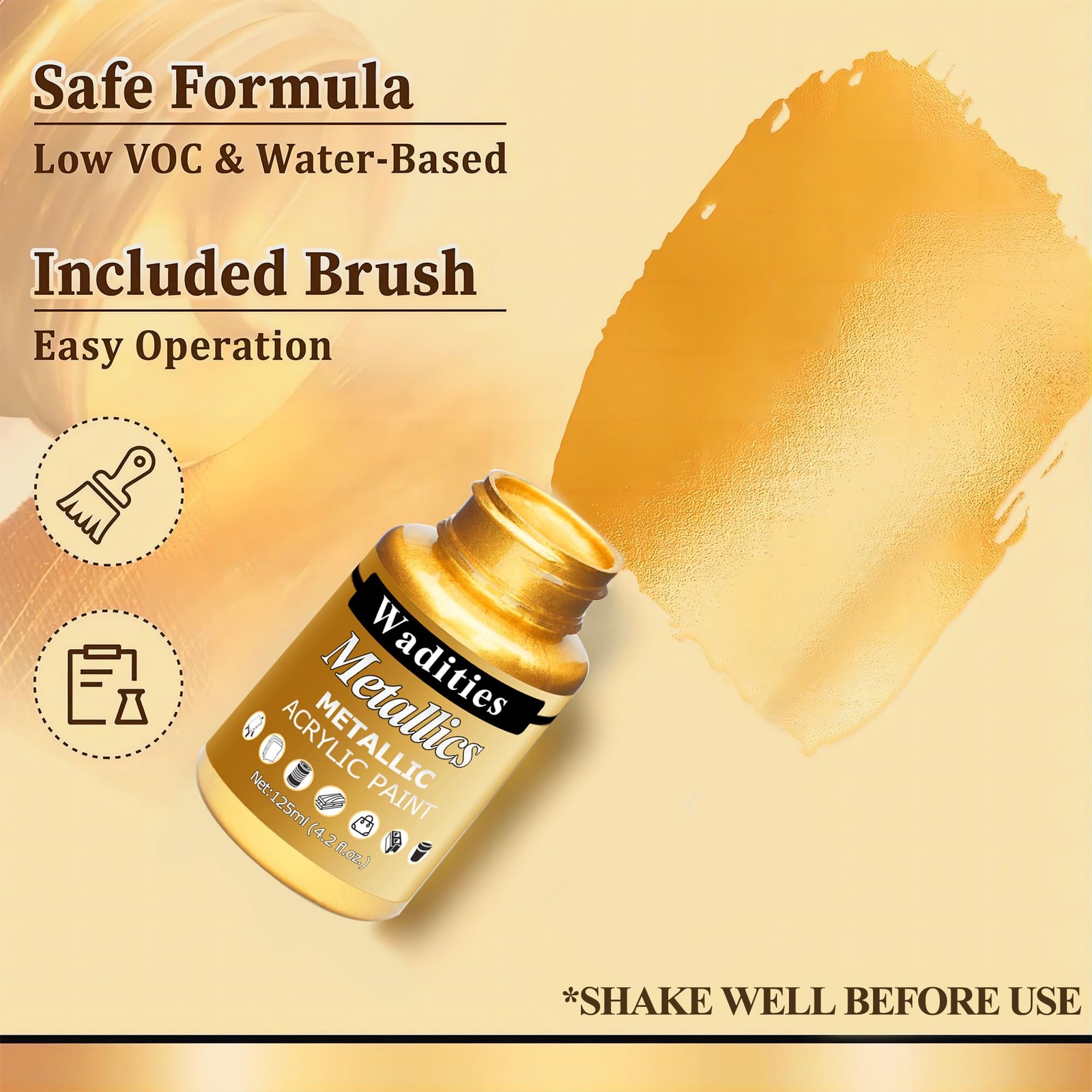 Acrylic Paint Metallic Gold, 250ml Gold Leaf Paint for Art Painting, Id