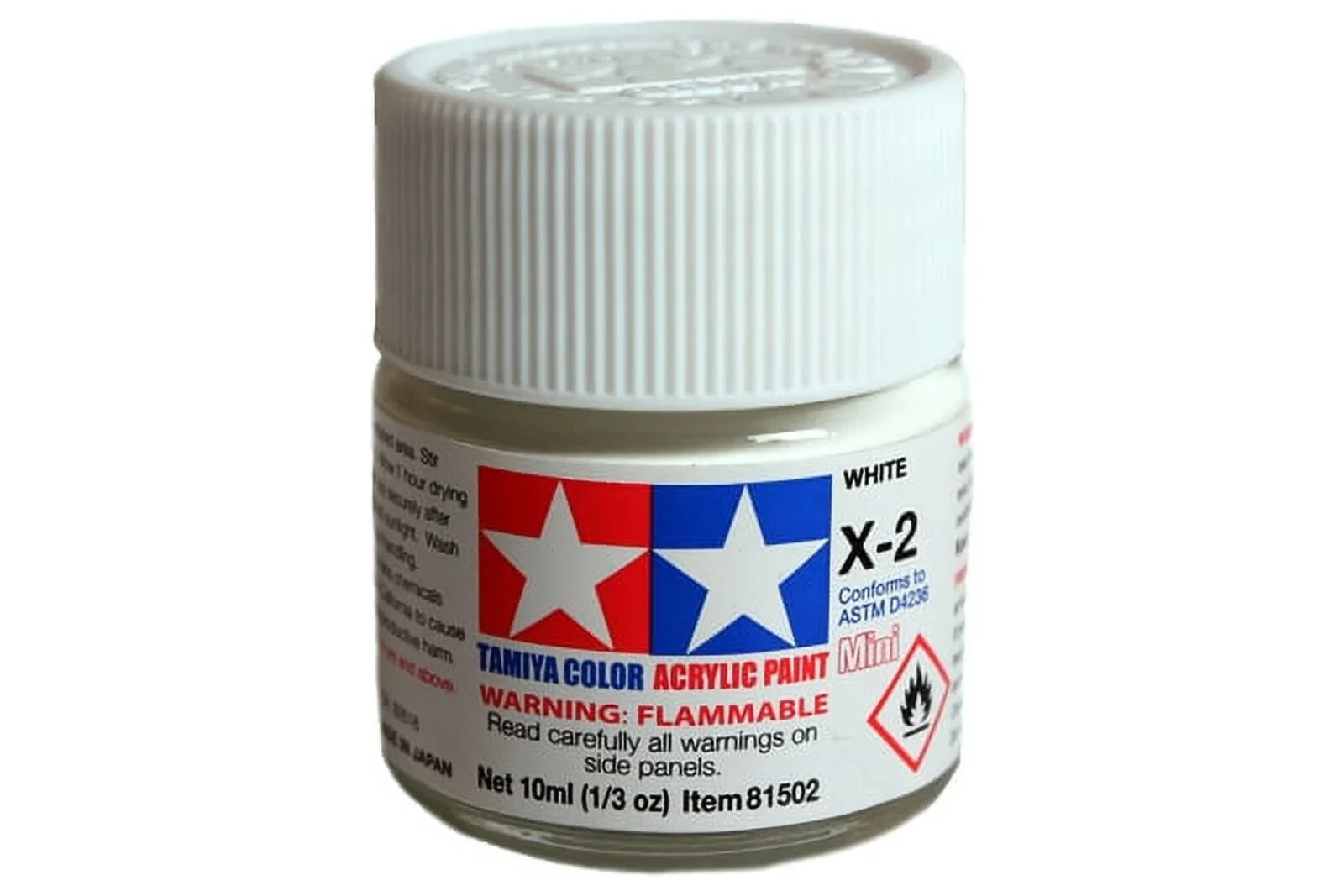 Tamiya Acrylic Mini X2 White 1/3 oz – Hobby and Model Acrylic Paint – #81502