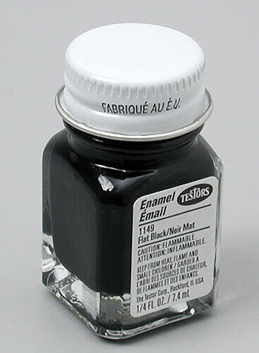 Testors 1/4 oz Flat Black Enamel Model Paint 1149TT